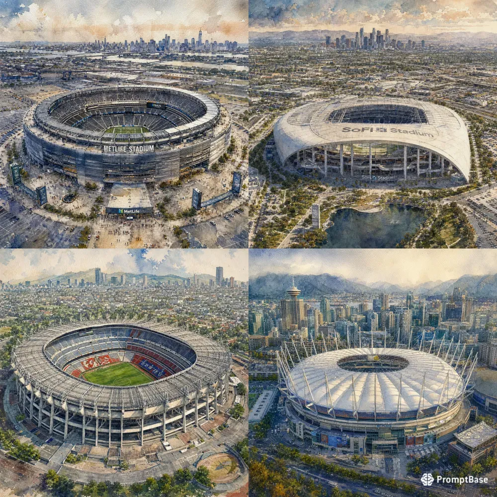 2026 World Cup Stadium Watercolors