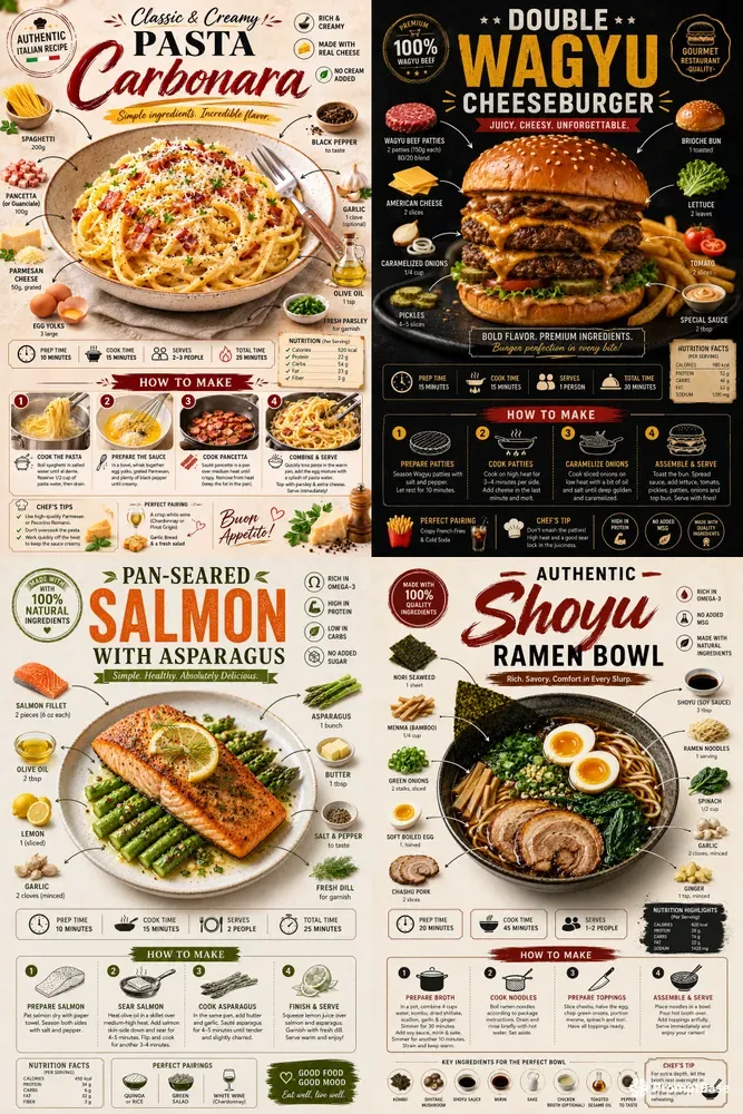 Premium Food Recipe Infographic Posters