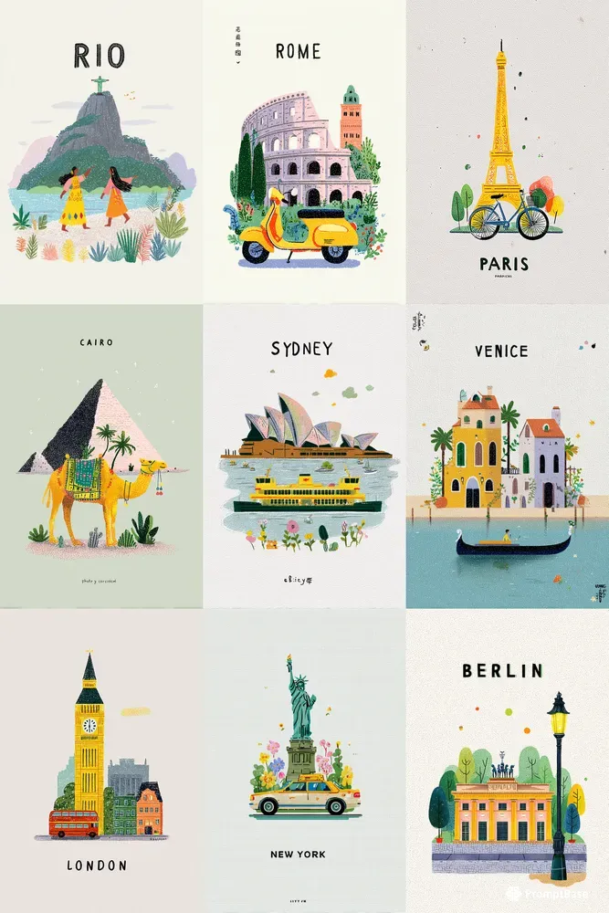 Cute Minimal City Poster Designs