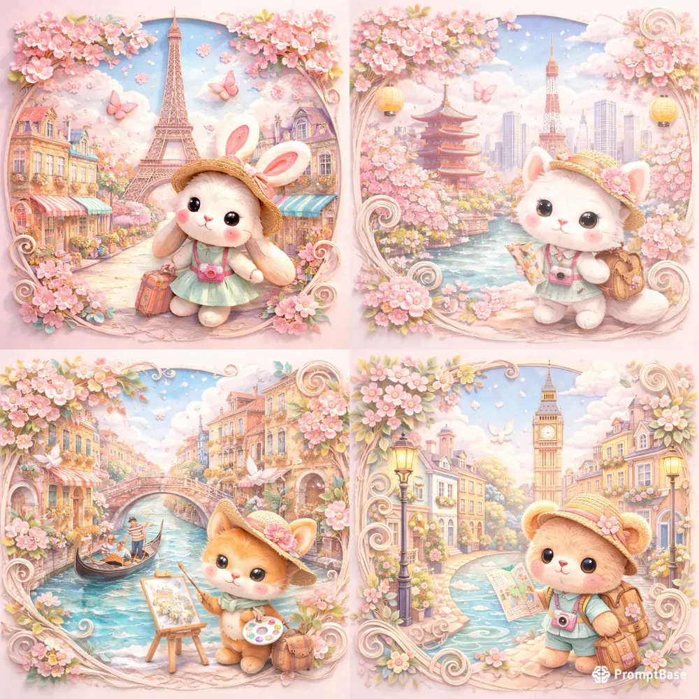 Whimsical Paper City Art Sets