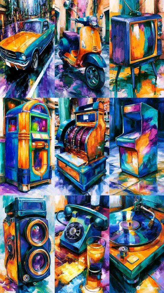Vibrant Pop Expressionist Vintage Art