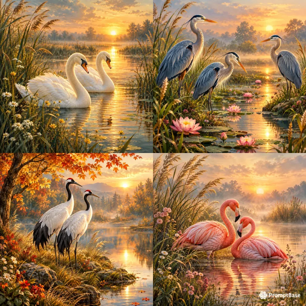 Golden Marsh Bird Serenities