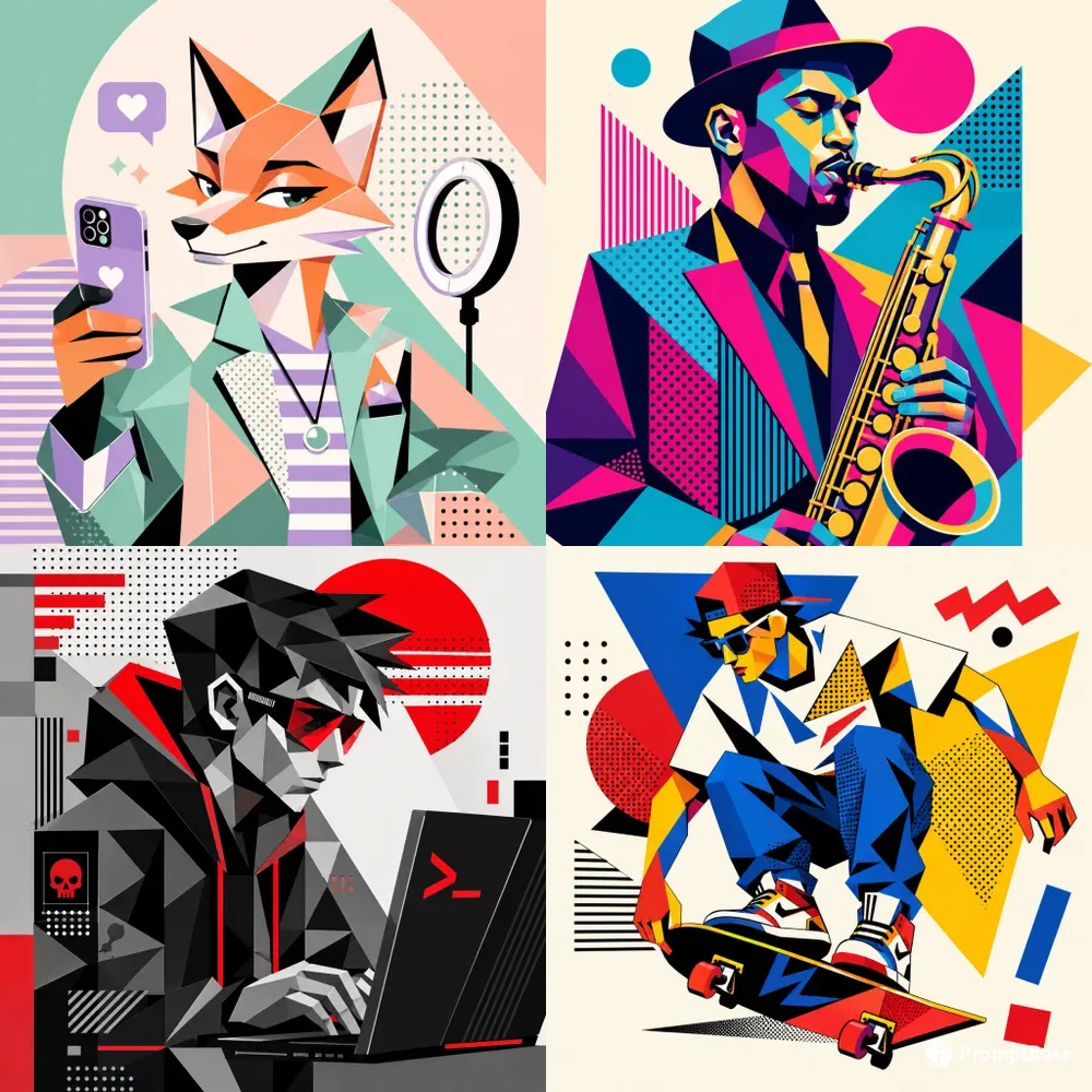 Retro Cubist Pop Art Portraits