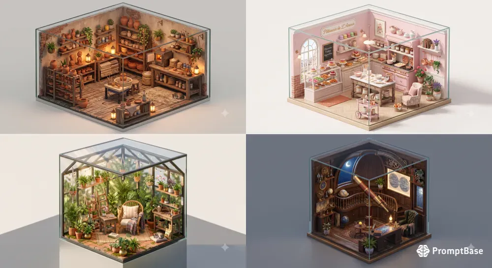 3D Isometric Cozy Room Dioramas