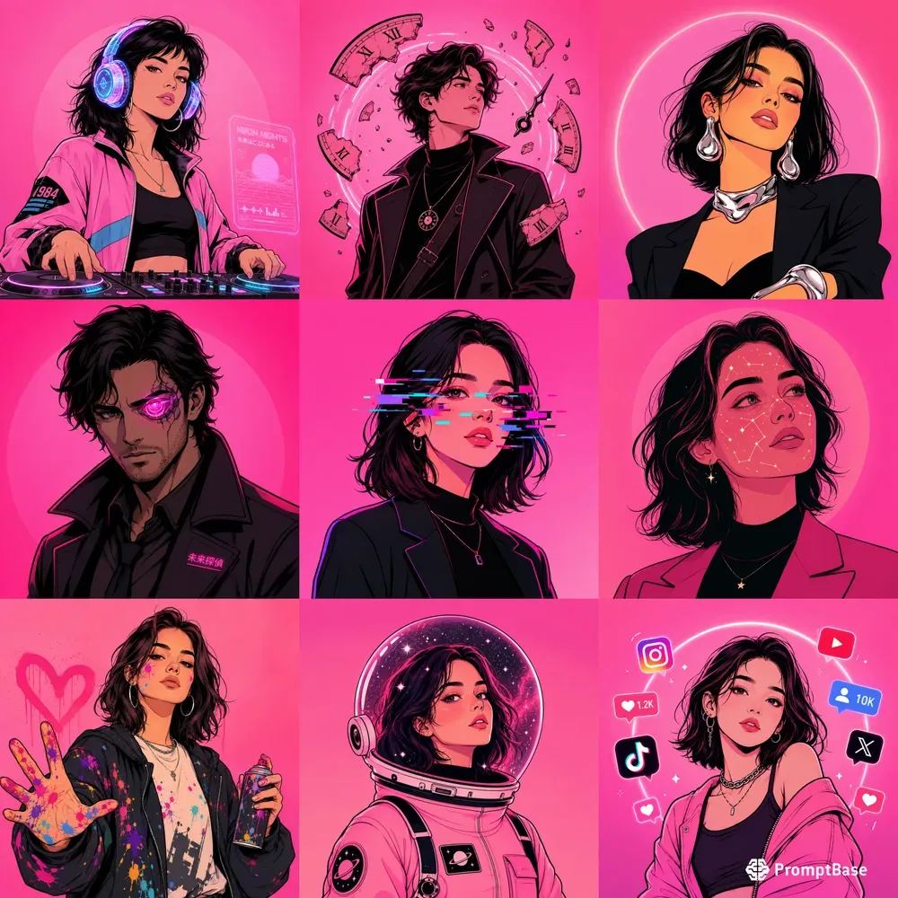 Neon Pop Line Portrait Generator