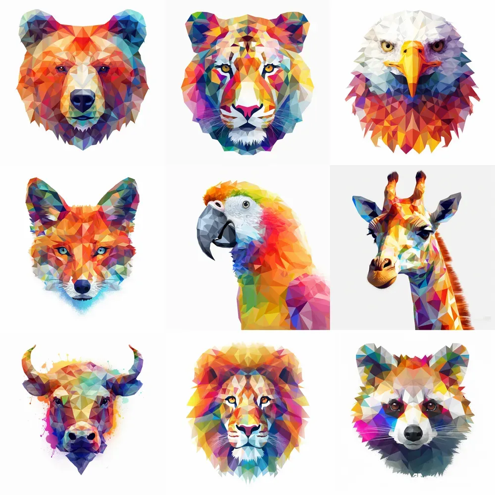 Geometric Rainbow Animal Prints