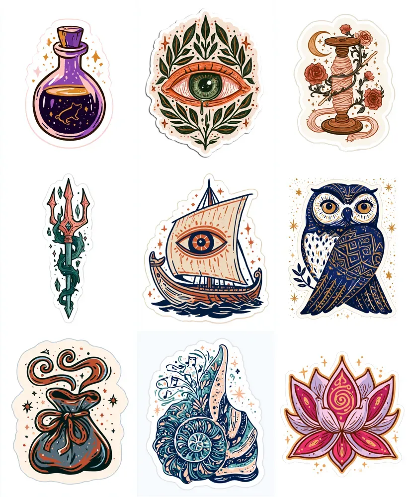 Vintage Boho Mythology Stickers