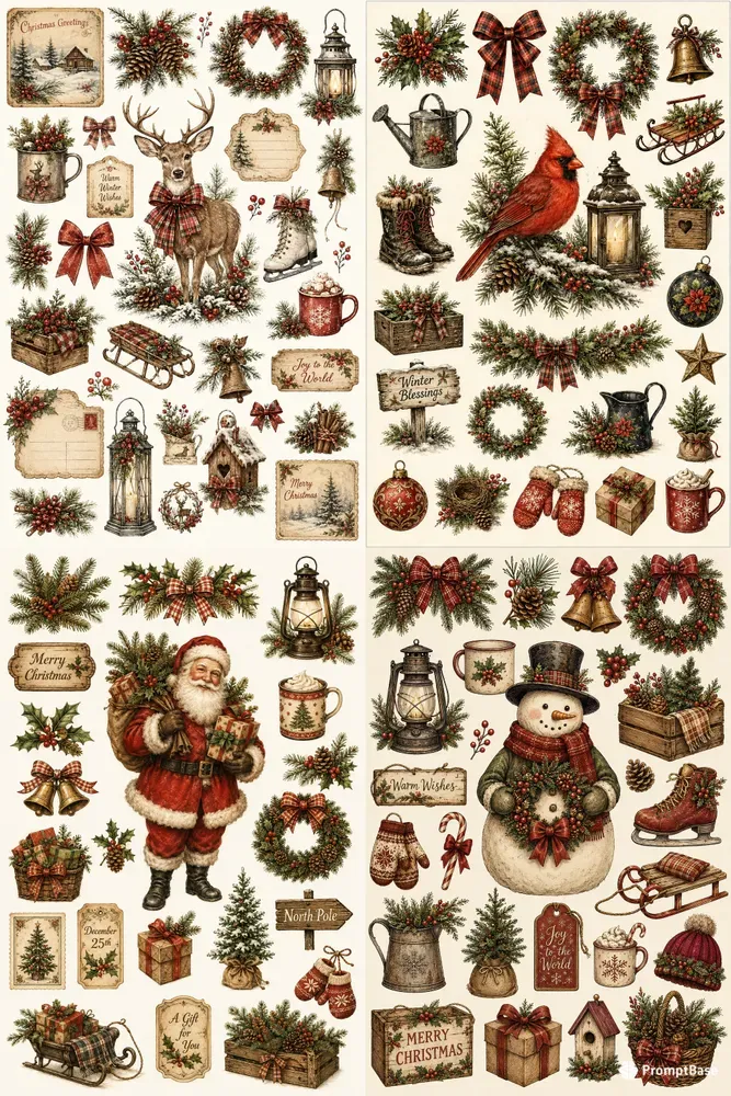 Vintage Winter Christmas Ephemera