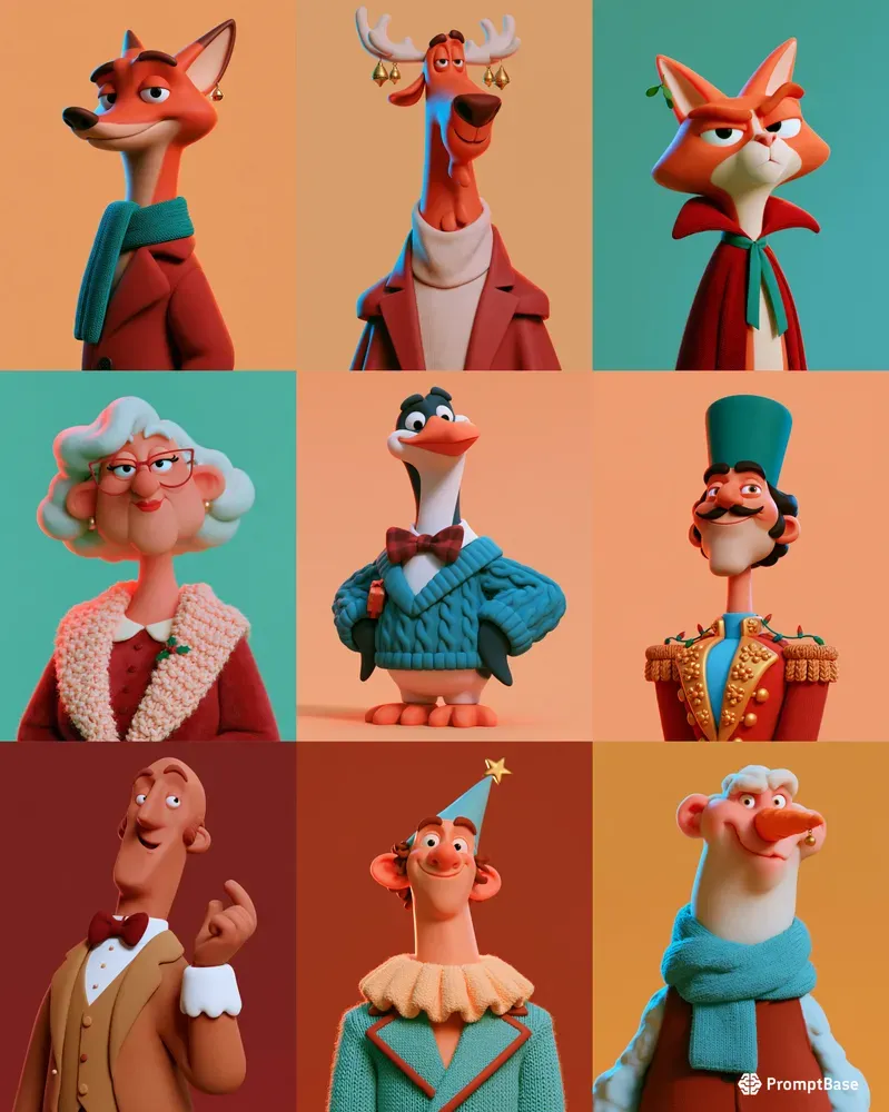 Joyful 3D Christmas Character Portraits