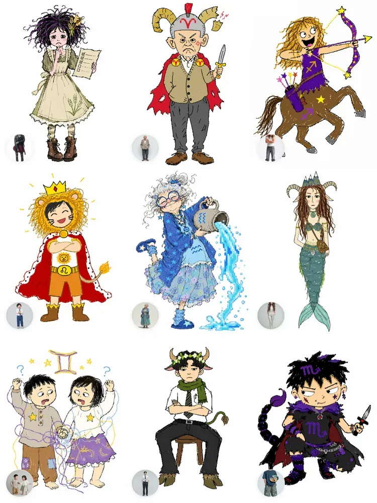 Ugly Zodiac Doodle Illustrations