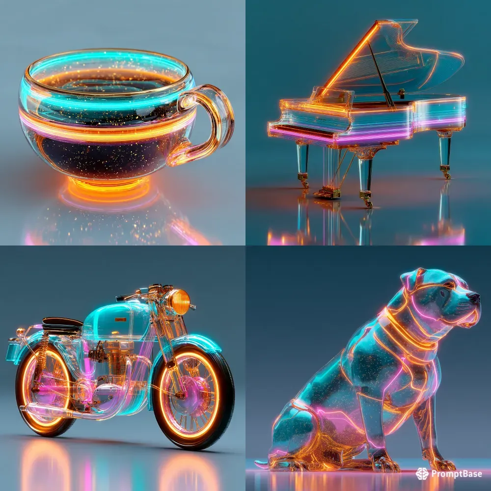 Neon Glass Glow Crystal Renders