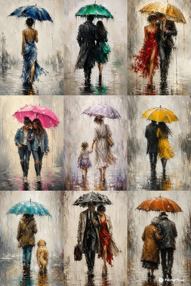 Impasto Rain Paintings
