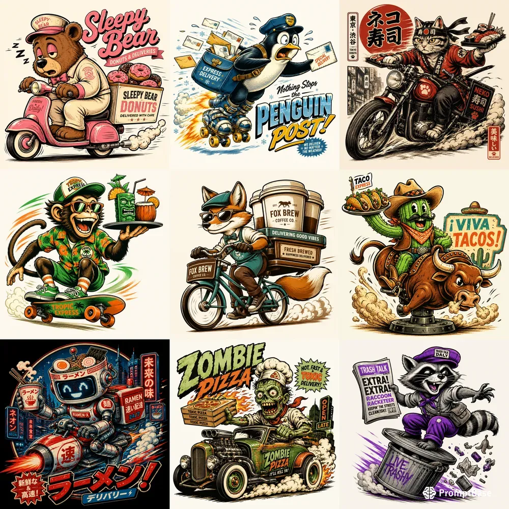 Retro Delivery Mascot Packs