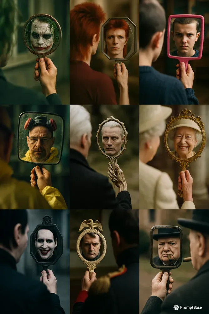 Over Shoulder Mirror Holder Portraits