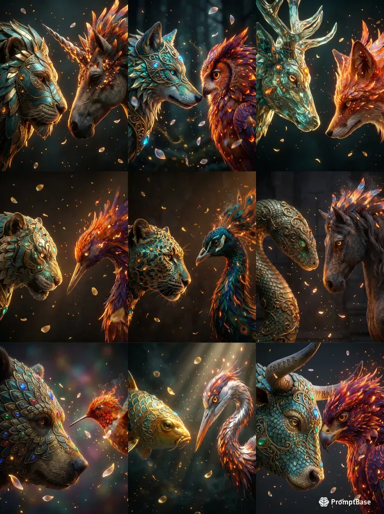 Ornate Gold And Teal Mythic Style