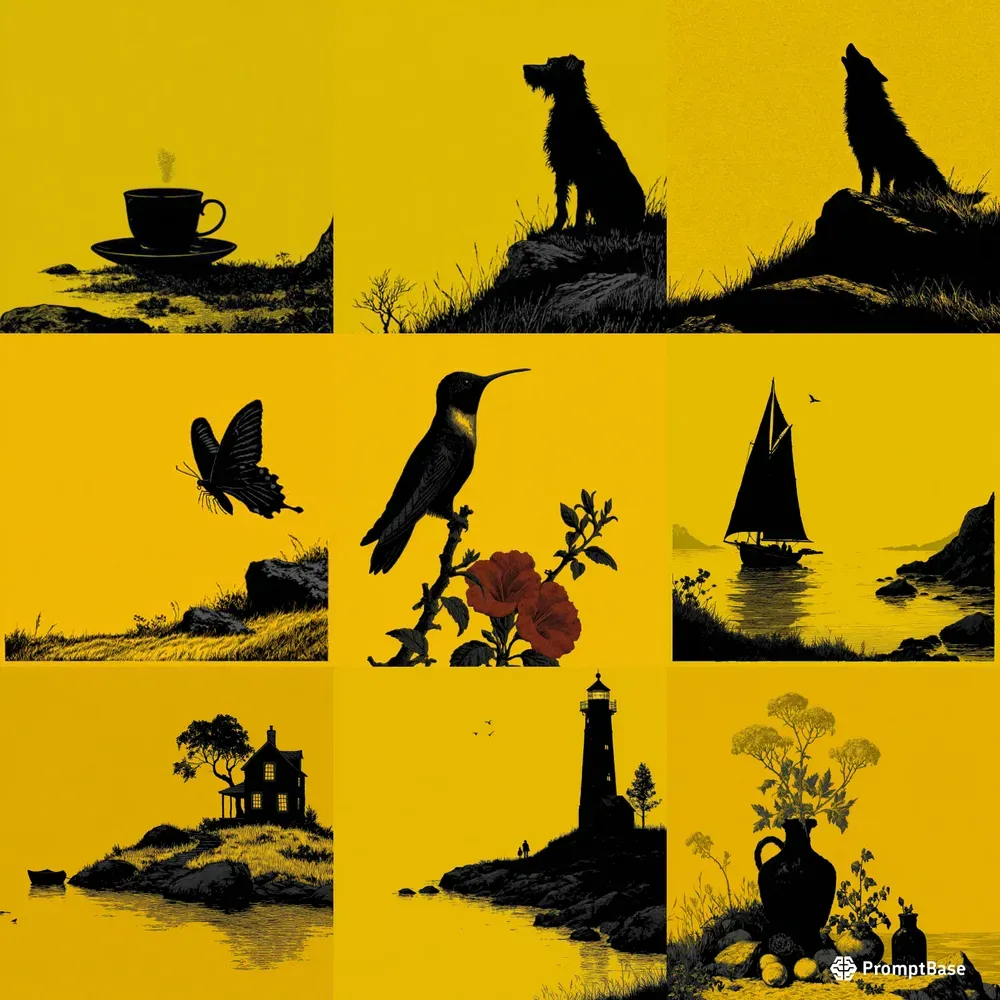 Silhouette Linocut Screenprint Posters