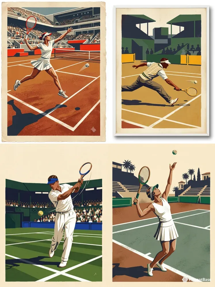 Grand Slam Tennis Pochoir Art Prints