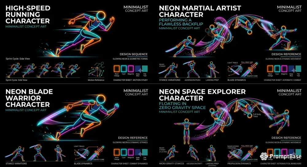 Dynamic Animated Neon Stick Characters