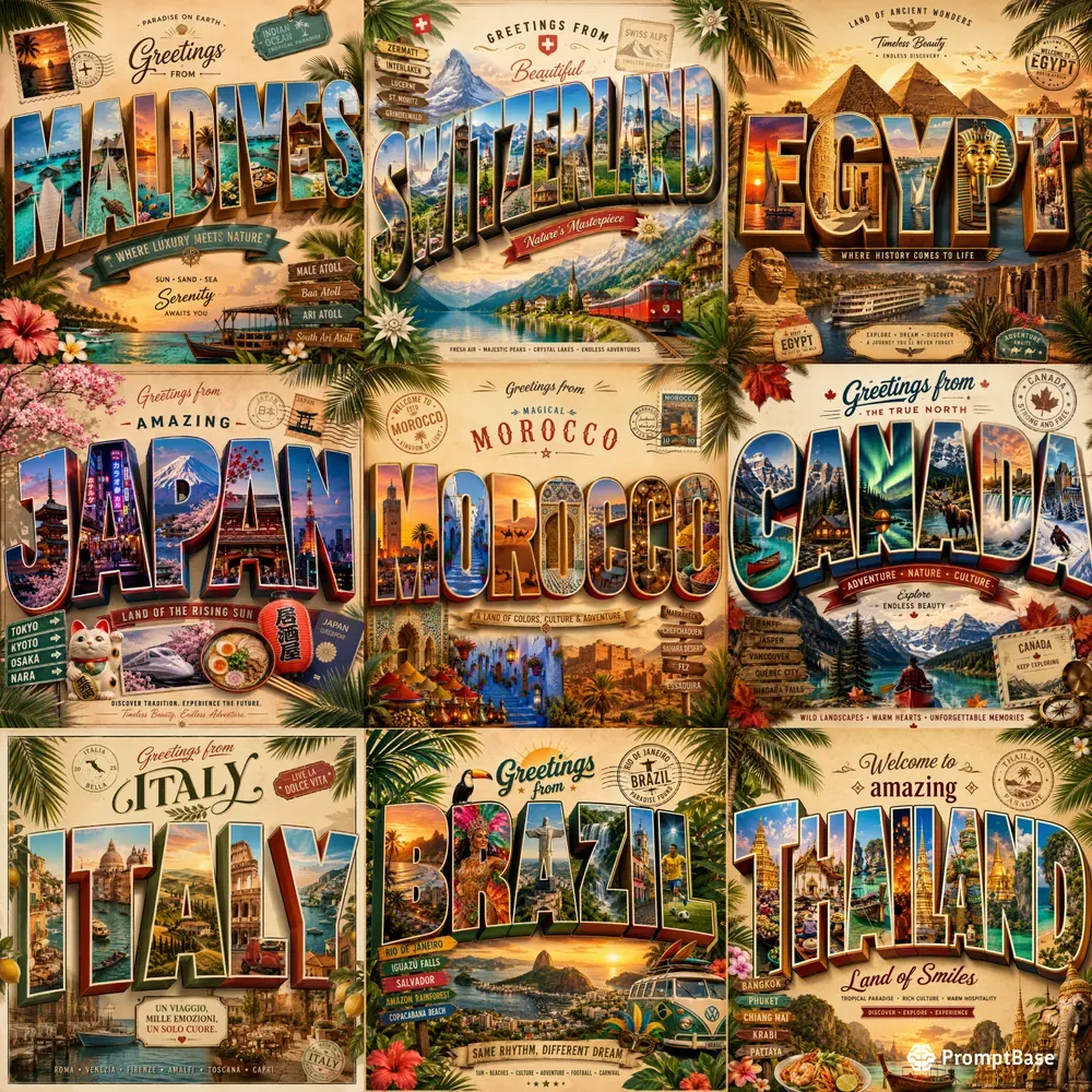 3D Travel Postcards