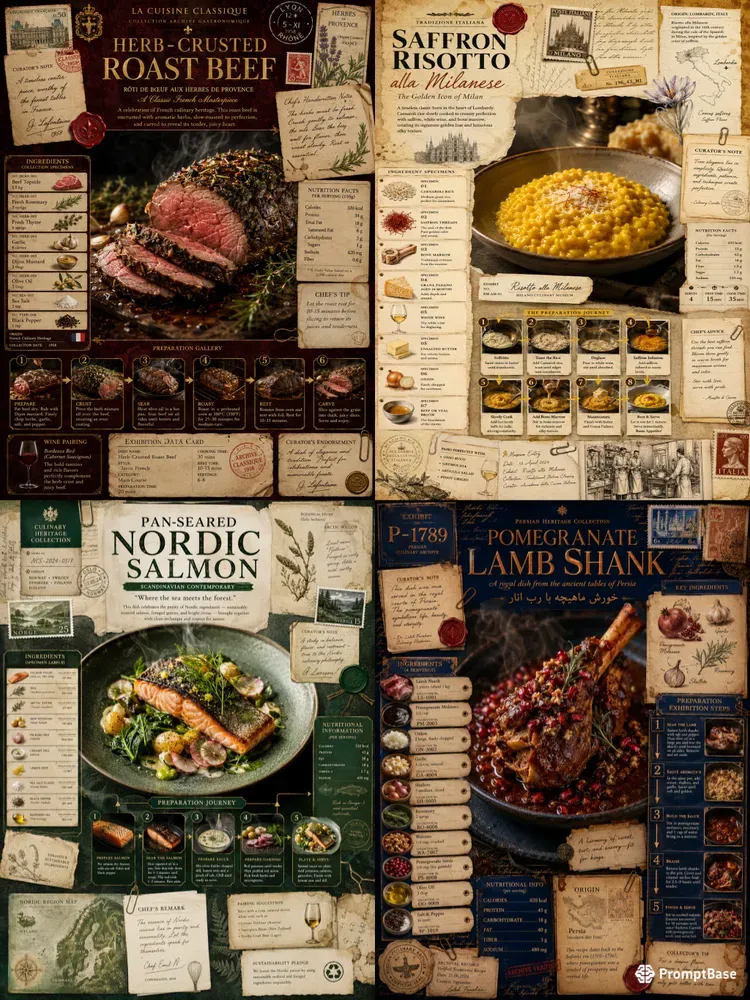 High End Museum Recipe Page Templates