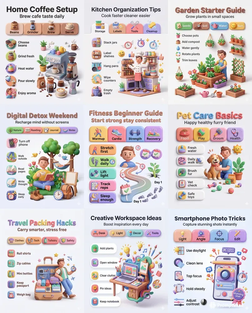 3D Cartoon Infographic Posters