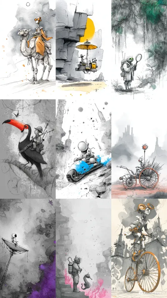 Whimsical Journey Sketch Art