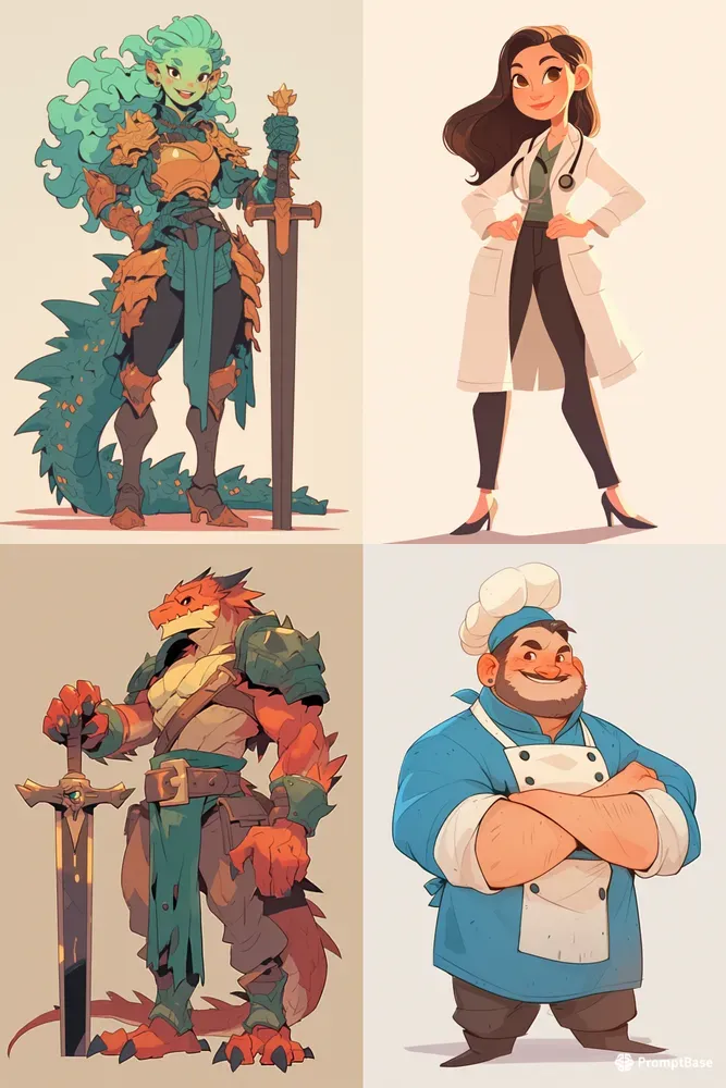 Stylized 2D Cartoon Character Designs