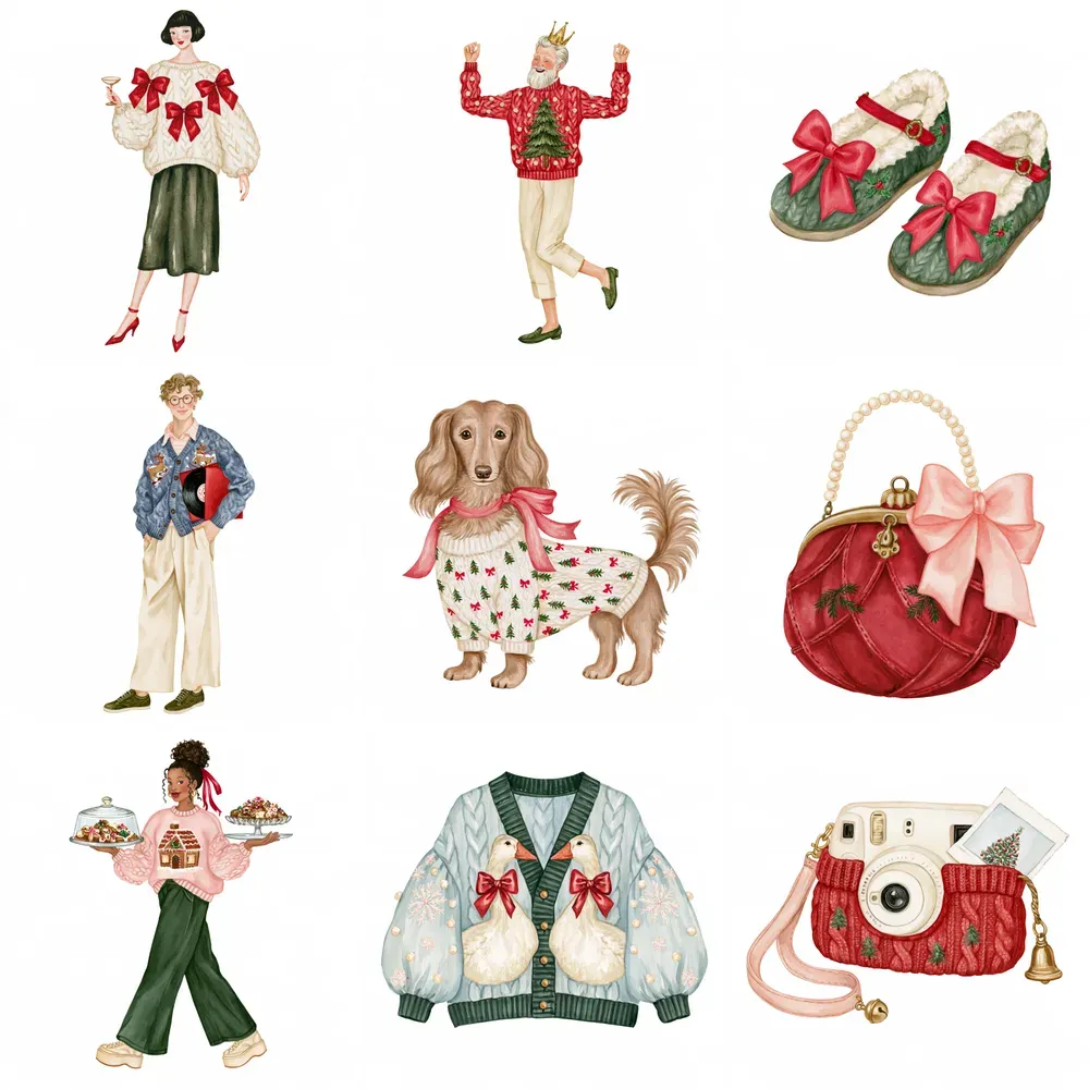 Whimsical Christmas Party Clipart