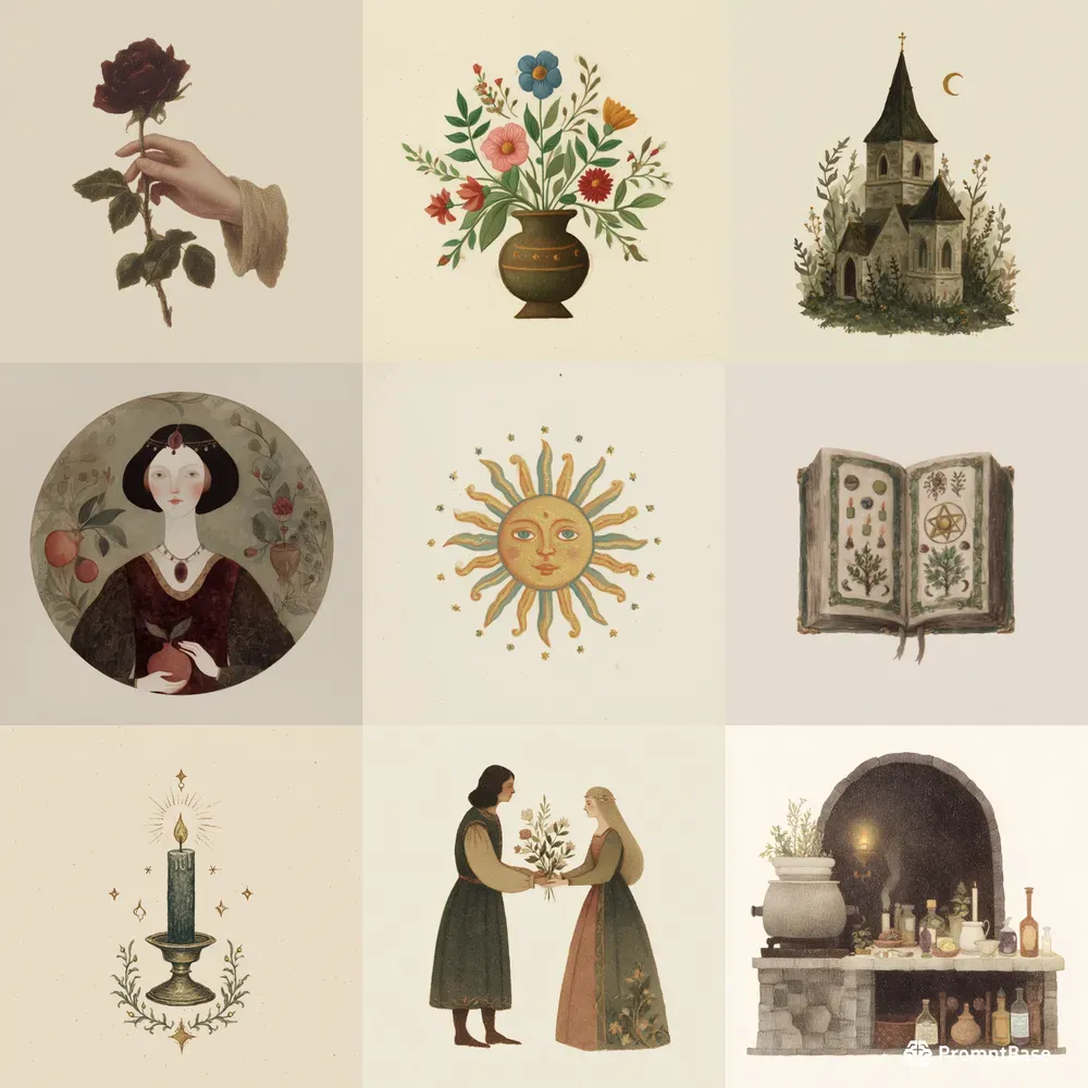 Medieval Mystical Gouache Illustrations