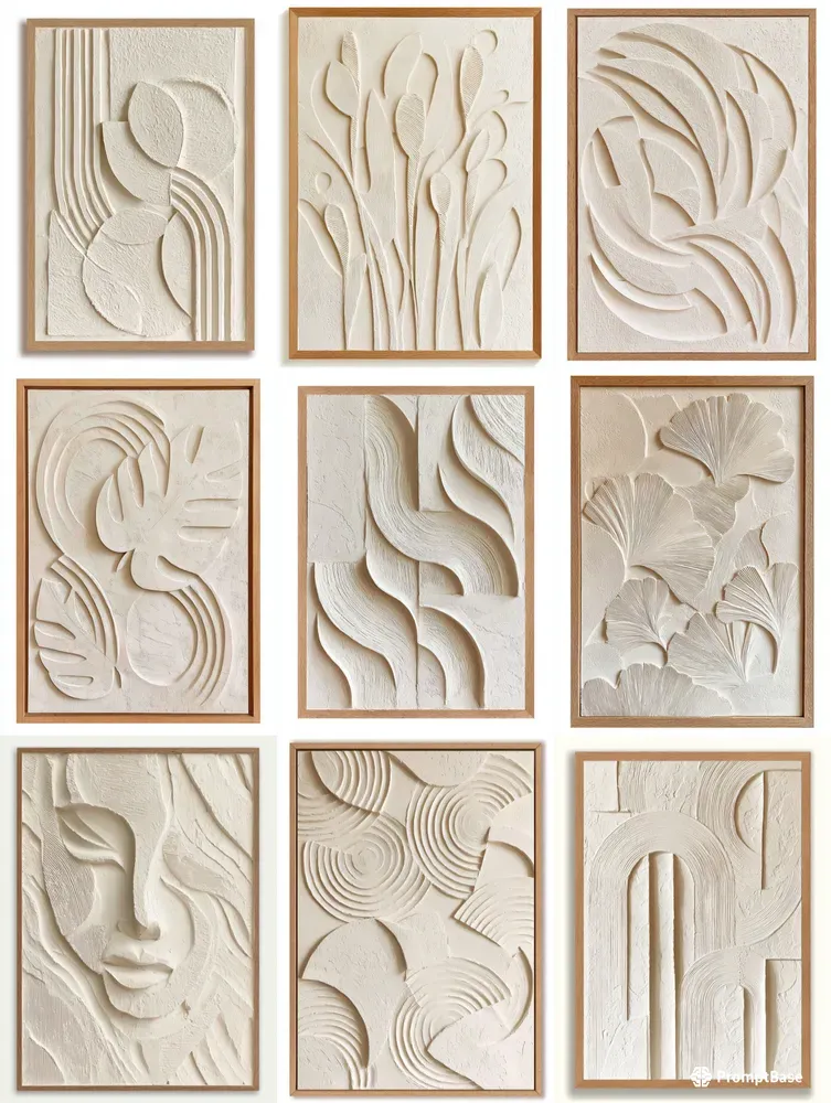Japandi 3D Plaster Canvas Art