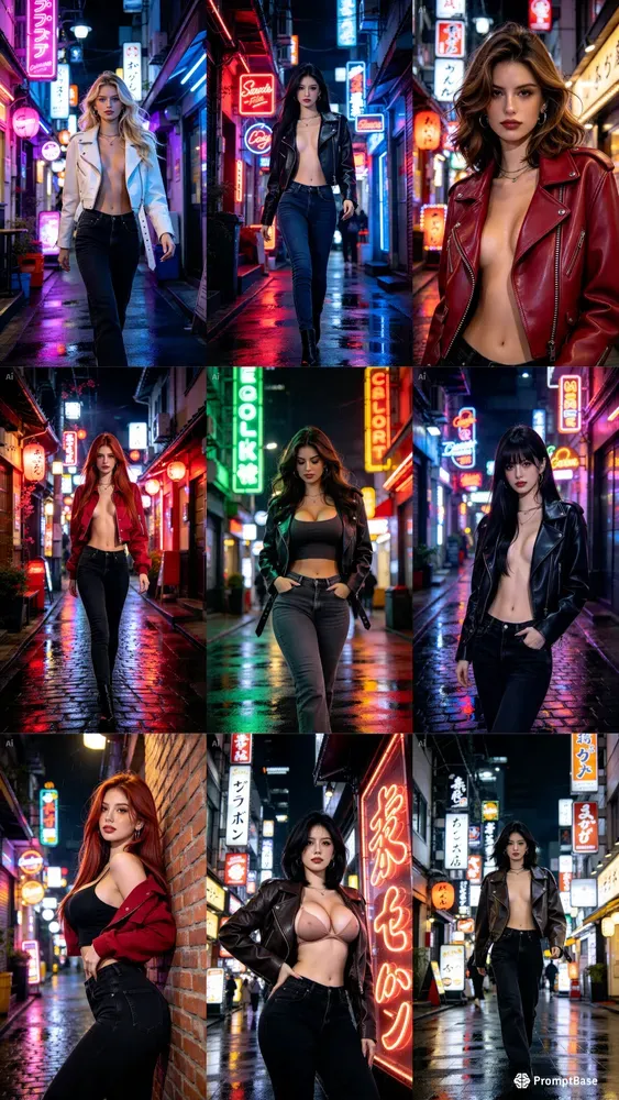 Neon Alley Night Girls Portraits