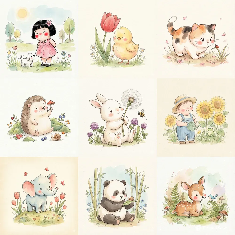 Sweet And Chubby Watercolor Companions