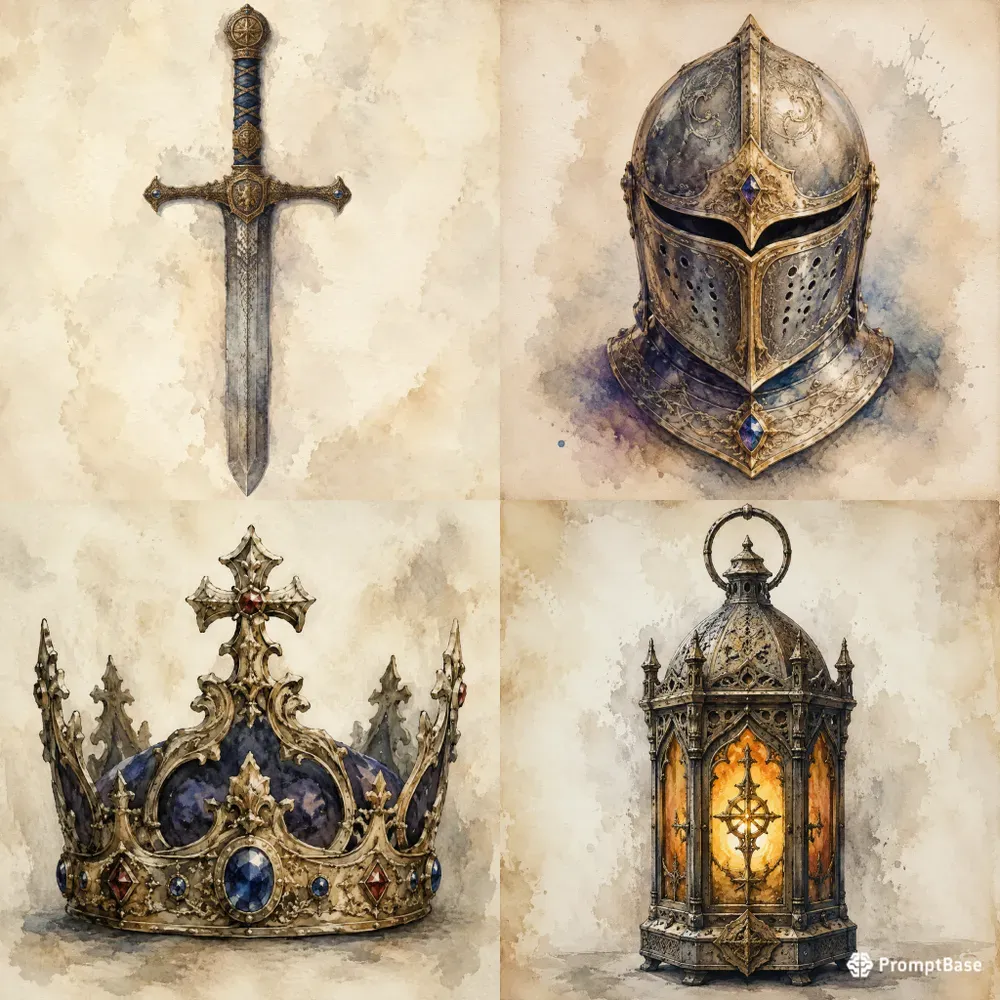 Medieval Watercolor Relics