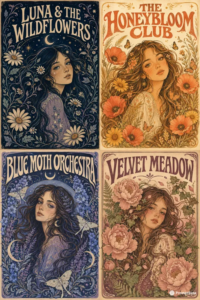 Whimsical Floral Girl Concert Posters