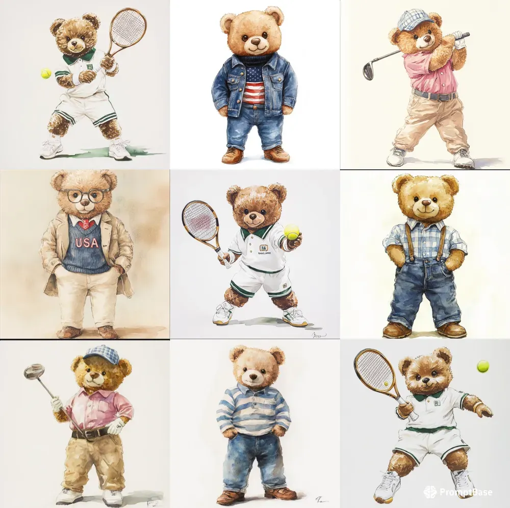 The Polo Bear Mascots Watercolors