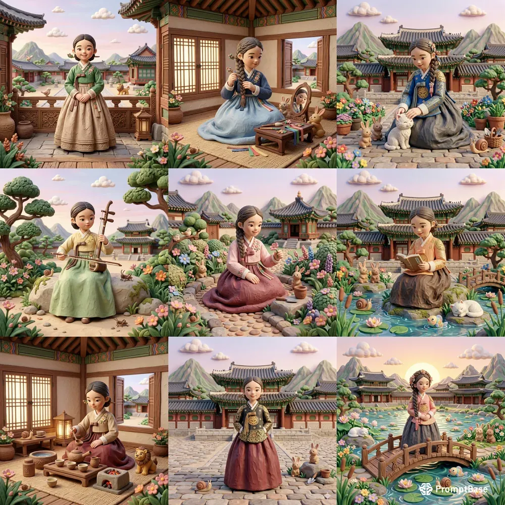 Claymation Korean Girls In Hanboks