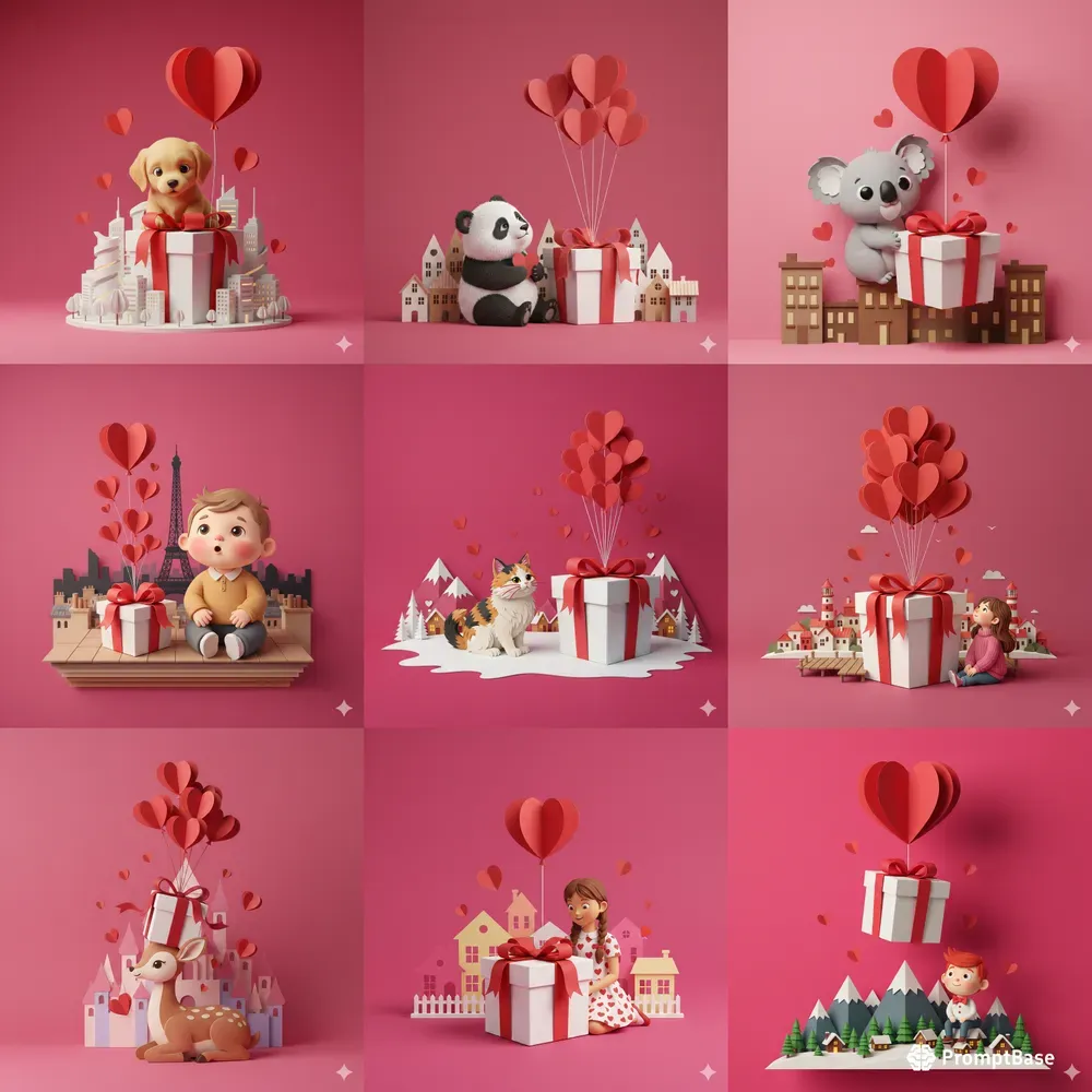 3D Romantic Papercut Characters