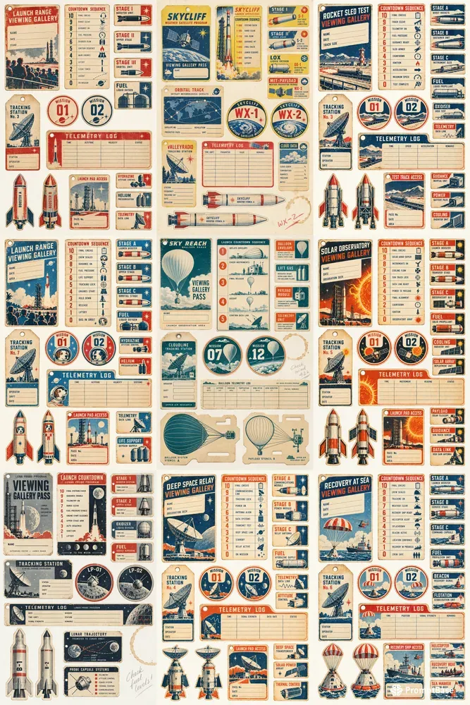 Space Race Launch Ephemera Sheets