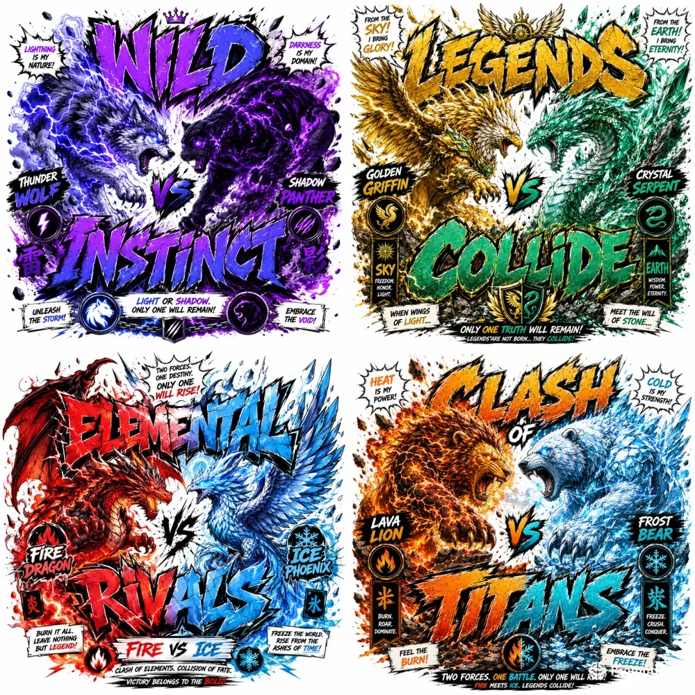 Dual Energy Creature Typography Posters