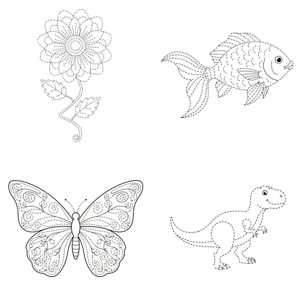 Advanced Dashed Tracing Pages For Kids