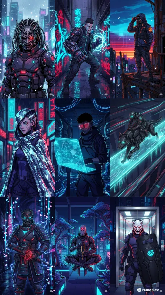 Cyberpunk Oni Digital Painting Series