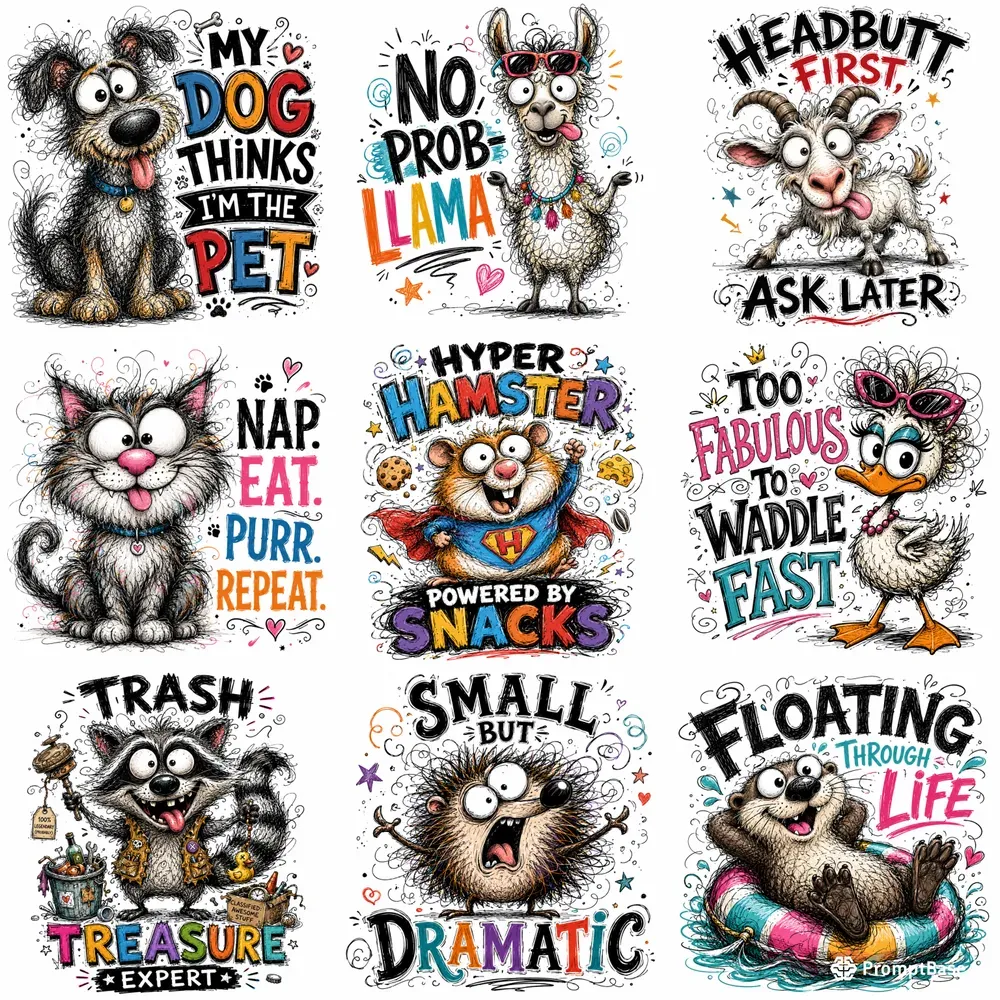Whimsical Scribble Critter Quotes