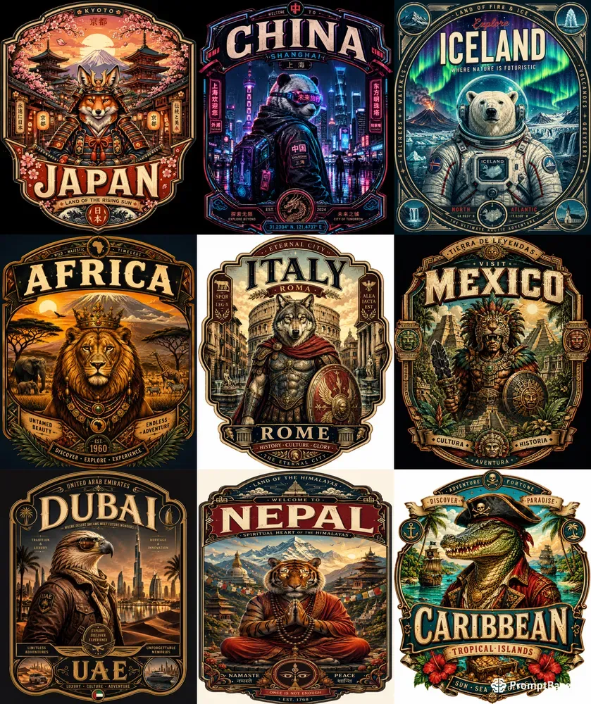 Retro Travel Badges