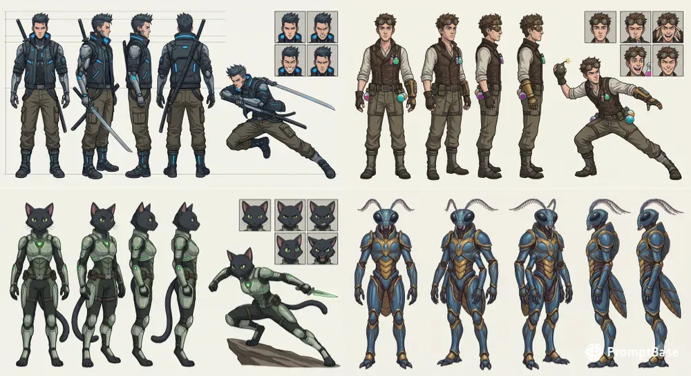 Game Asset Character Consistency Sheets
