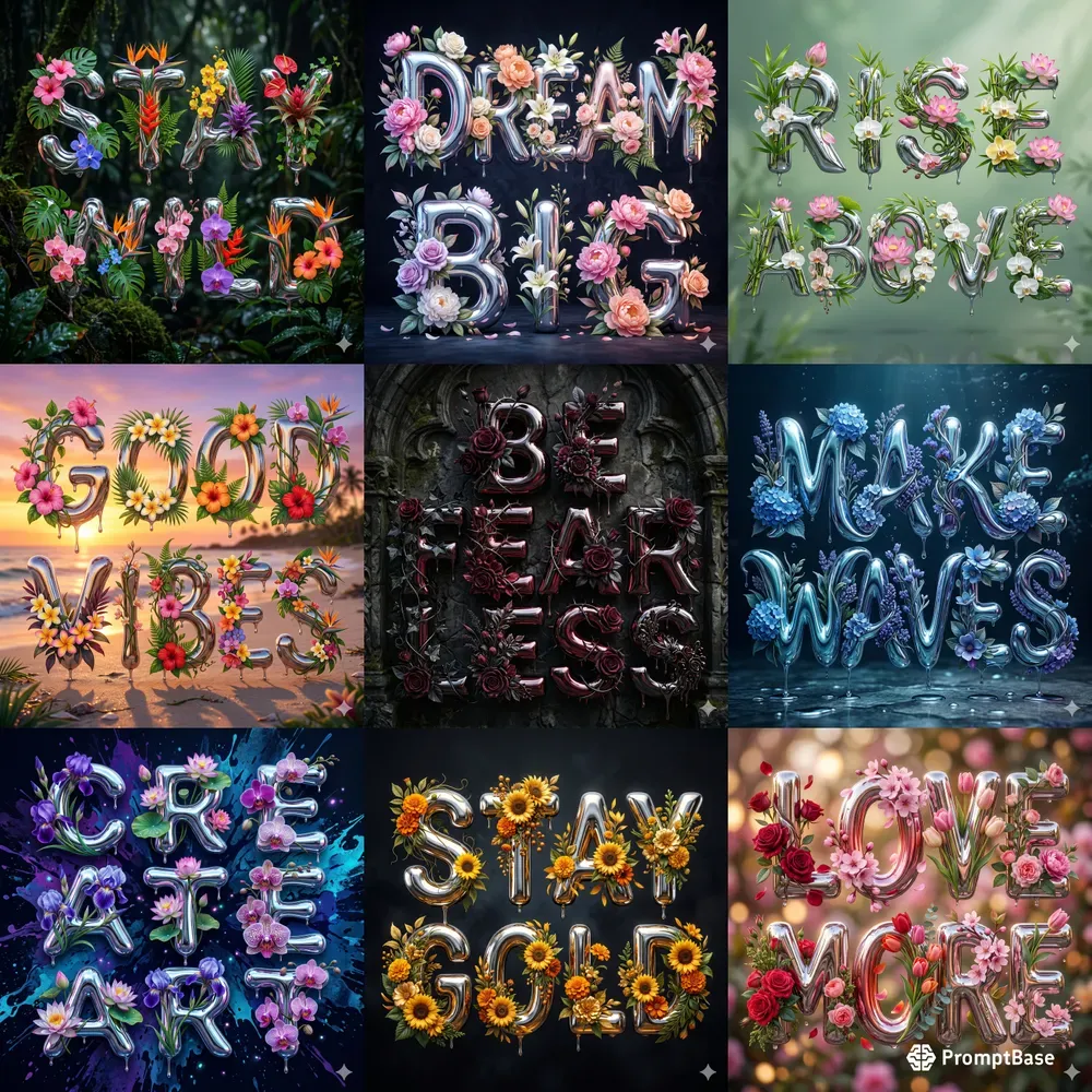 Chrome Floral Graffiti Letters