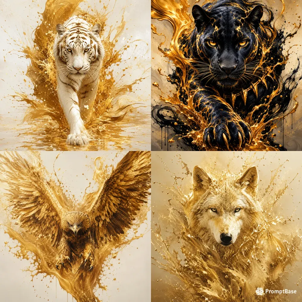 Golden Splash Animal Silhouette Collections