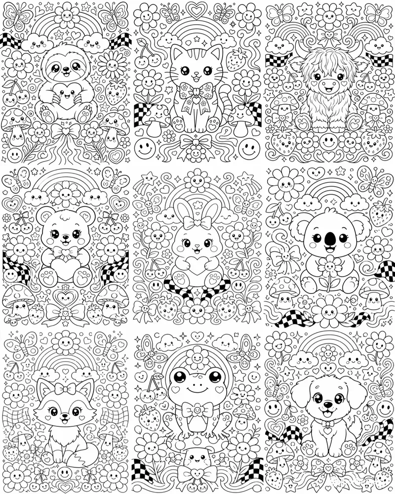 Cute Groovy Coloring Book Pages