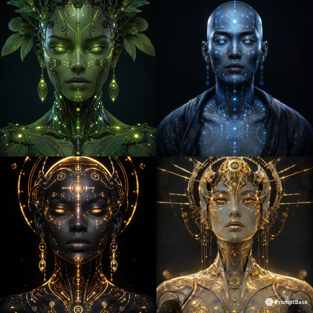 Neon Biocircuit Portraits Masterpieces