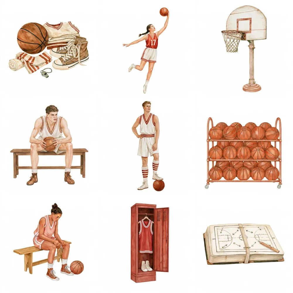 Vintage Basketball Watercolors