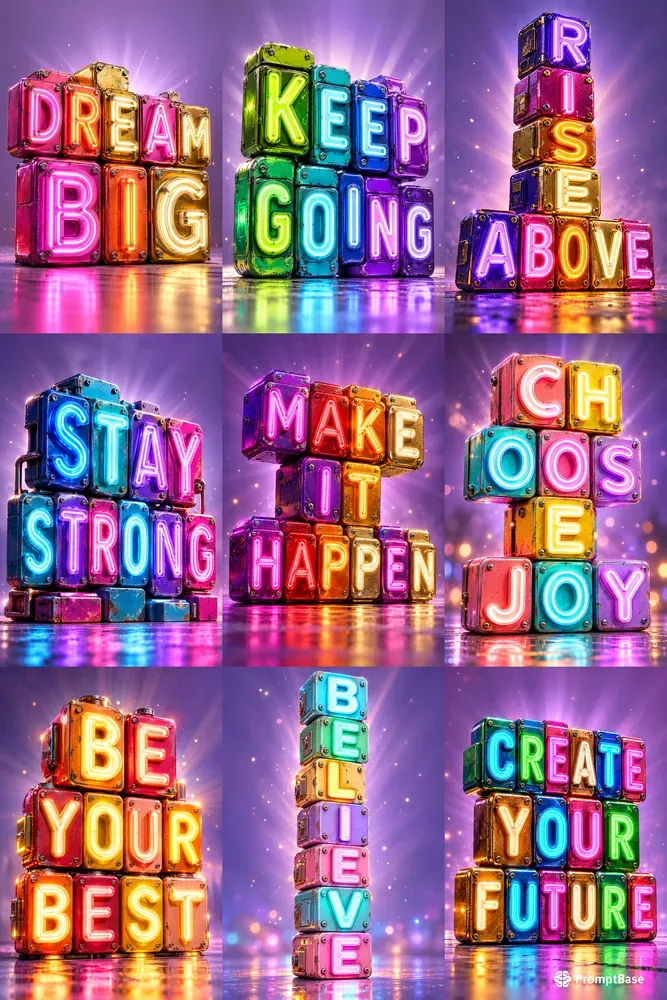 Neon Motivation Block Art